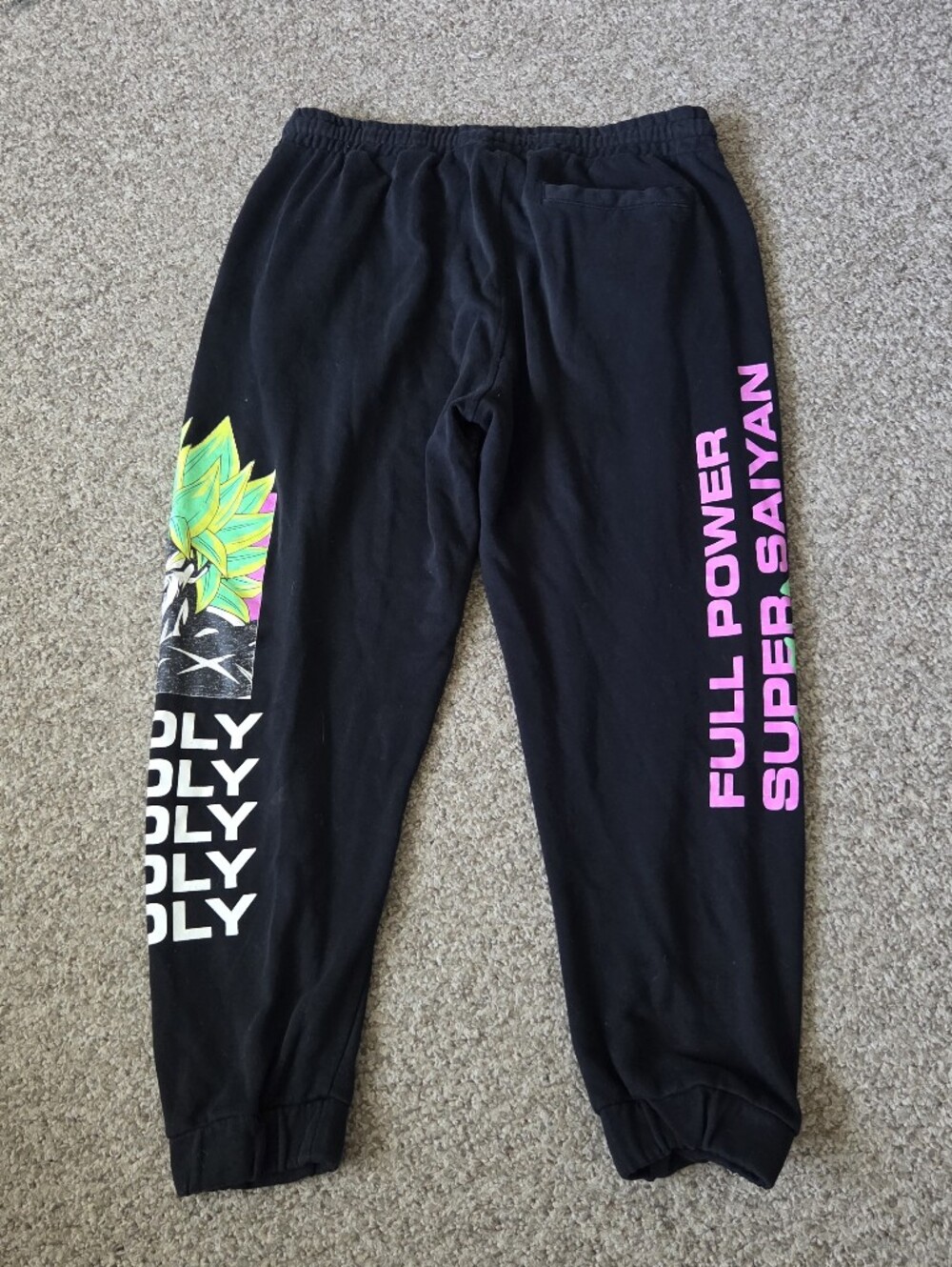 Dragon Ball Z Broly Jogger Sweatpants Men’s XL Black Power Super Saiyan Anime